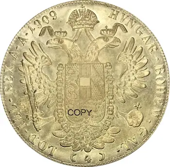 Austrijos 4 Ducat Franz Joseph I 1909 Aukso monetos Žalvario Metalo Kopijuoti Progines monetas, MONETŲ