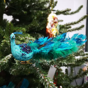 NOXINDA Blue Peacock Kalėdų Dekoro Medžio Kabo Su Clip Rankų darbo Amatų Sodo Namų Puošybos Festivalis Dovanos Ornamentu