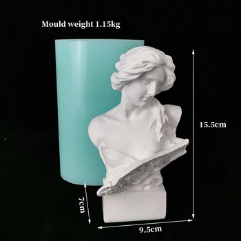 3D Deivė Menininko Moters Galvos Portretas Klasikinės Europos Silikono Formos Žvakė Gipso Formų 