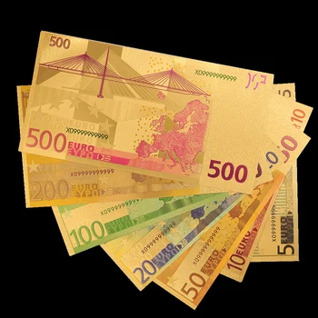 Aukso Euro Banknotų 5.10.20.50.100.200.500 EKIU Replika Pinigų Banknotų Kolekcija