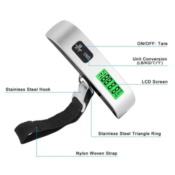 Nešiojamų Kabinti Masto 50kg LCD Skaitmeninis Ekranas Elektroninių Žvejybos Bagažo Lagaminas Svarstyklės Svorio Bagažo Krepšys Balansas Įrankiai