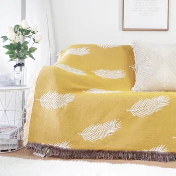 Šiuolaikinės paprasta nauja sofos antklodė ir meta Geltona lapai sofa rankšluostį Dulkėms lovatiesė kutas Iškylą antklodė namuose kilimas Europos