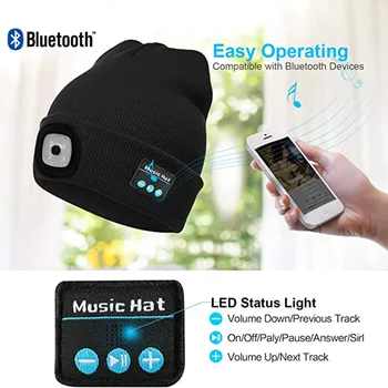 LED Bluetooth 5.0 Šiltą Kepurę Lauko Belaidės Ausinės laisvų Rankų įranga, Muzikos Grotuvas su MIC Paramos Rankų Kalėdų Dovana