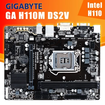 LGA 1151 Už Gigabyte H110M-DS2V Plokštė su Intel i3 6100 8GB DDR4 Plokštė 3.7 GHz USB3.0 Intel H110 Placa-mãe Panaudota