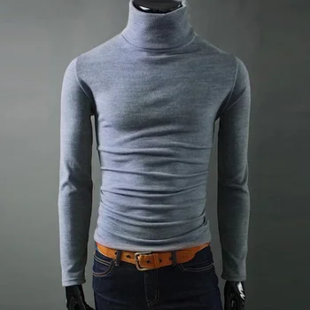 2021 Naujų Rudens Mens Megztiniai Atsitiktinis mados Vyrų golfo Žmogaus Juoda Kieta medžiaga, trikotažo gaminiai Slim Fit Prekės ženklo Drabužių Megztinis