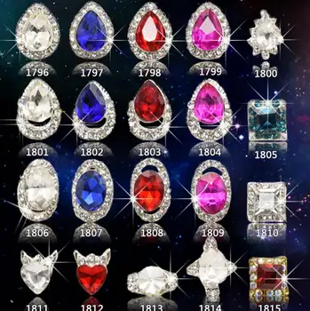 100vnt Raudona Mėlyna Aišku, kalnų krištolas Pakabukai 3D Nagų Dekoravimo kristalų Formos Lydinio, Nagų Dailės Diamond Nagų Dekoravimo Ašaros Tiekimo