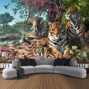 SepYue Miško Tigras Modelis Kambarį Gobelenas Miegamasis Fono Sienos Kabo Gobelenas Tatamio Naktiniai Meno Dekoro Gobelenas
