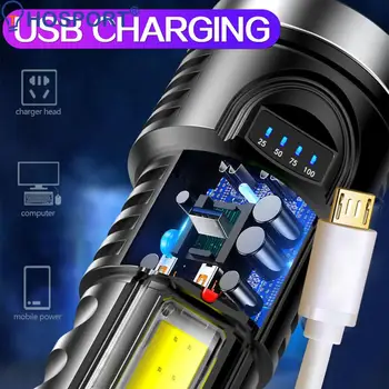 Nešiojamas USB Įkrovimo Built-in 18650 Baterija Kišeninis Žibintuvėlis Elektrinis Žibintuvėlis, Lauko Kempingas, Žygiai, Žvejyba, LED Šviesos