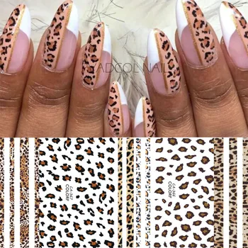 Leopard Nagai Lipdukas Laukinių Gyvūnų Cheetah Spausdinti Nail Art 3D Lipdukai, Decal Seksualus Dizainas Slankiklį Lipdukai, Lipnios Akrilo Apdaila