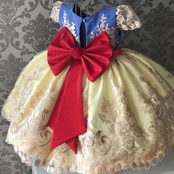 Nauji Kūdikių dress han edition kūdikių teismas kostiumas siuvinėjimo vaikų vasaros princesė nėrinių suknelė vestuvių suknelė Baby girl drabužiai