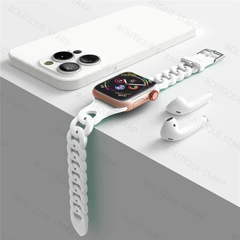 Moterų Watchband Apple Žiūrėti 41mm 45mm 42mm 44mm 38mm 40mm Silikono Riešo Dirželis IWatch Serija 7 6 5 4 3 2 SE Watchband