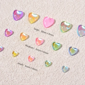 2021 Naujas Nagų Dailė Candy Spalva Meilės Širdyje, Diamond Macaron Liuminescencinės Simfoninis Kristalų Širdyje, Diamond Nagų Dekoravimo Reikmenys