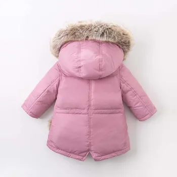 DB6098 dave bella žiemos kūdikių mergaičių žemyn striukė vaikams 90% baltųjų ančių pūkais kamšalu kailio vaikams su gobtuvu viršutinių drabužių siuvimas