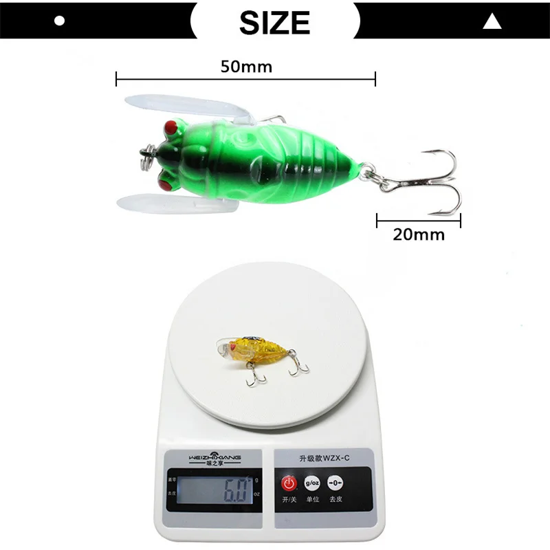 1PCS Širdys FishingBait 5mm/6g Luya Vabzdžių Masalas Cikada Masalas Bionic HardBait Žiemos Žvejybos Įrankį Nuotrauka 3