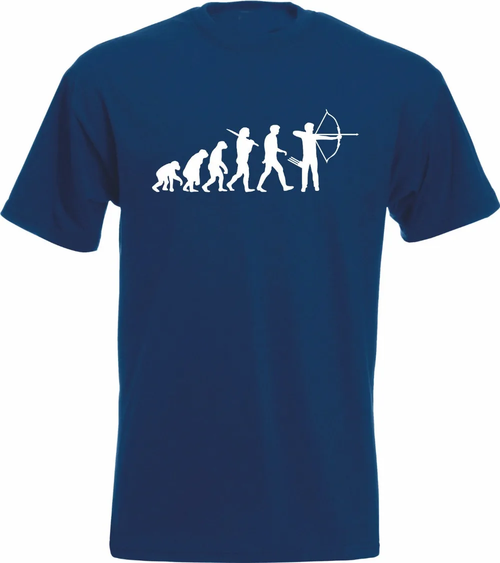 2019 Print Custom Design T Shirts Evoliucija Šaulys iš Lanko T-Shirt Juokinga Hobis Dovanų Marškinėlius Lankas Ir Lankininkai Tee marškinėliai Nuotrauka 0