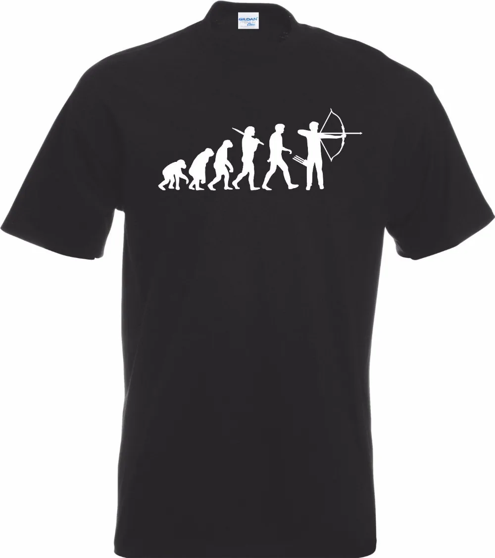 2019 Print Custom Design T Shirts Evoliucija Šaulys iš Lanko T-Shirt Juokinga Hobis Dovanų Marškinėlius Lankas Ir Lankininkai Tee marškinėliai Nuotrauka 1