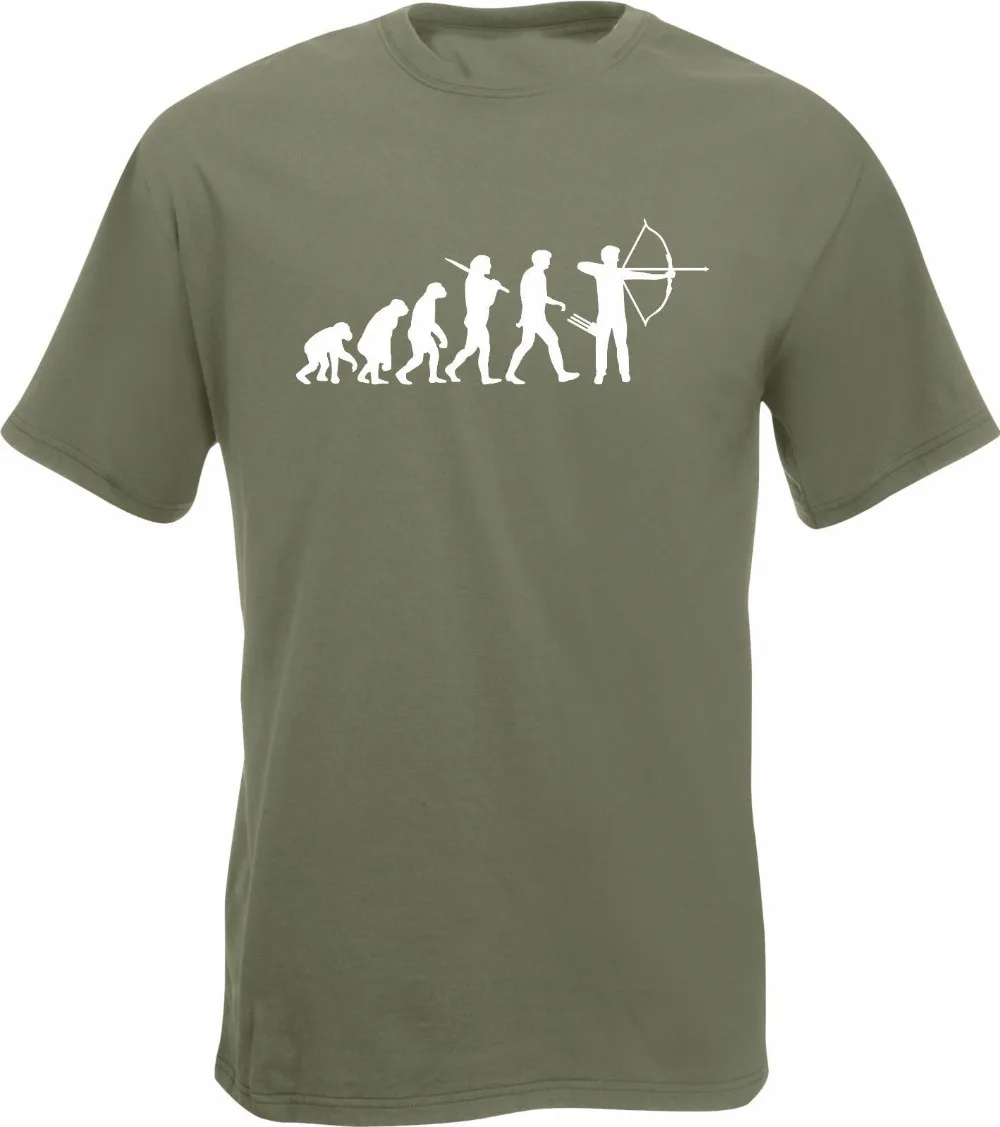 2019 Print Custom Design T Shirts Evoliucija Šaulys iš Lanko T-Shirt Juokinga Hobis Dovanų Marškinėlius Lankas Ir Lankininkai Tee marškinėliai Nuotrauka 3