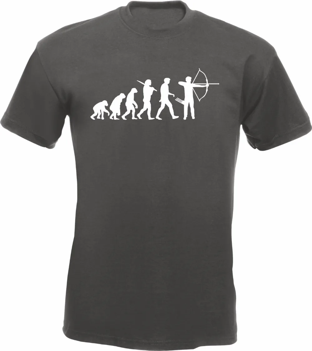 2019 Print Custom Design T Shirts Evoliucija Šaulys iš Lanko T-Shirt Juokinga Hobis Dovanų Marškinėlius Lankas Ir Lankininkai Tee marškinėliai Nuotrauka 4