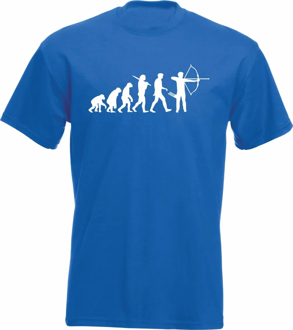 2019 Print Custom Design T Shirts Evoliucija Šaulys iš Lanko T-Shirt Juokinga Hobis Dovanų Marškinėlius Lankas Ir Lankininkai Tee marškinėliai Nuotrauka 5