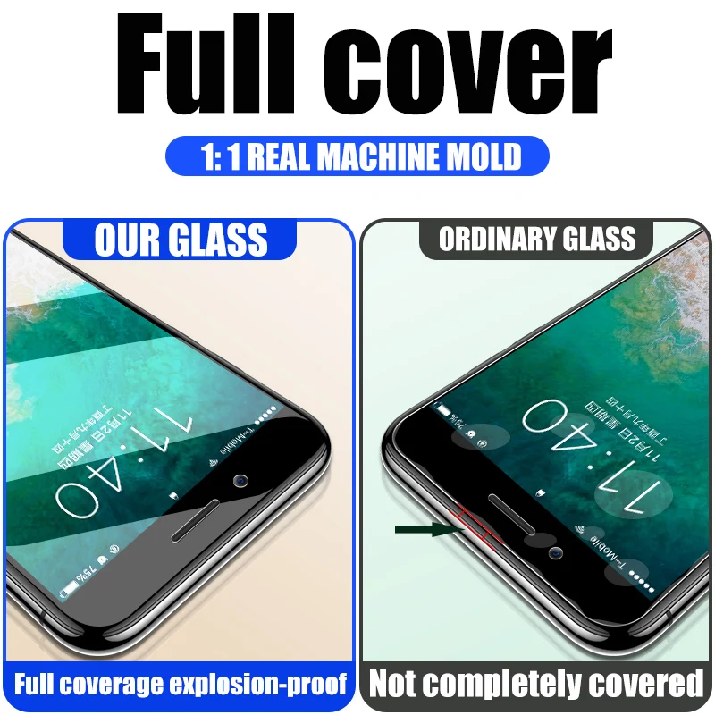 4Pcs Visiškai Padengti Grūdinto Stiklo iPhone 7 8 6 6s Plius 5S SE 12 mini Pro 11 X XS Max XR SE 2020 Screen Protector Stiklo Nuotrauka 2