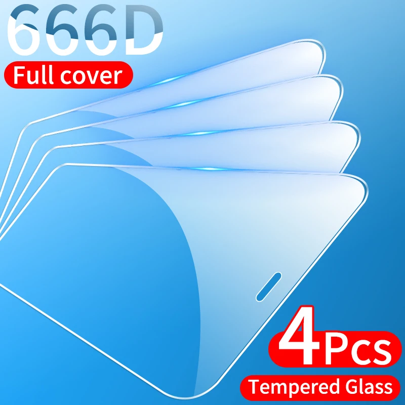 4Pcs Visiškai Padengti Grūdinto Stiklo iPhone 7 8 6 6s Plius 5S SE 12 mini Pro 11 X XS Max XR SE 2020 Screen Protector Stiklo Nuotrauka 5
