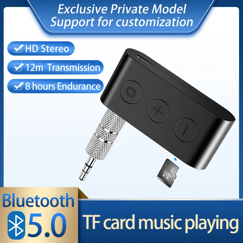 Bluetooth 5.0 Auido Imtuvas, Adapteris 3,5 MM AUX Lizdas Bevielis Stereo Muzikos Su Mic Parama TF Kortelę Peržiūros Automobilių Ausines Nuotrauka 4