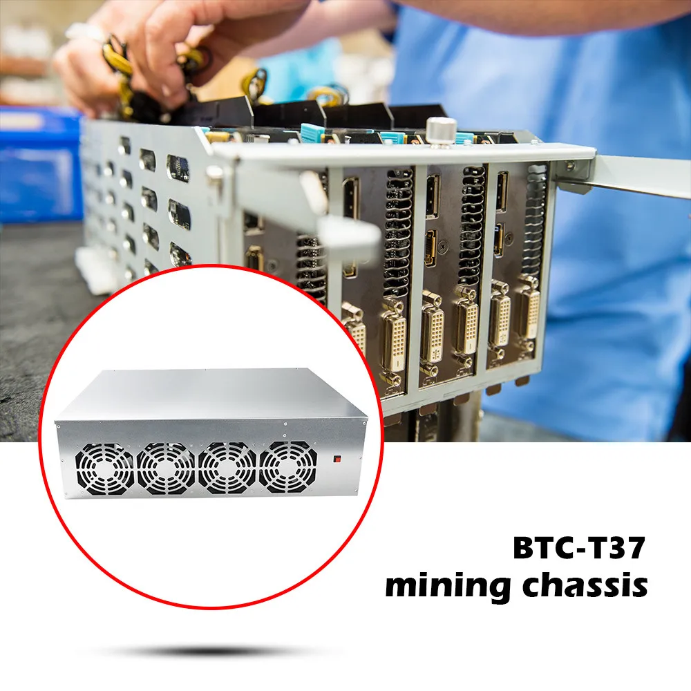 BTC-T37 Miner Plokštė Važiuoklės Parama 8 Gpu Stabilizuoti Bitcoin Kasybos Pastangas Nuotrauka 0