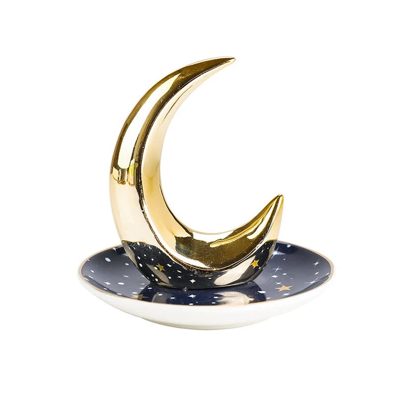 Golden Moon Saugojimo Dėklas Papuošalai Apdailos Kūrybos Šiaurės Stiliaus Keramikos Papuošalų Dėklas Ekranas Lovelių Kambaryje Priedai Kambario Dekoro Nuotrauka 3