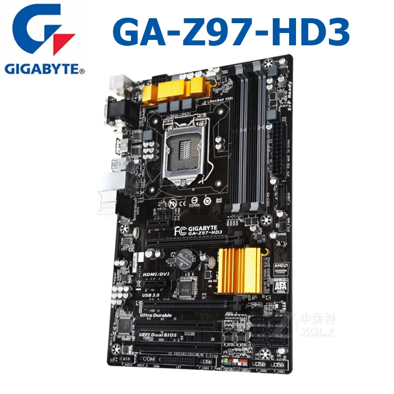 LGA 1150 Gigabyte GA-Z97-HD3 Naudoti Darbastalio Plokštė Z97-HD3 Z97 LGA 1150 i3 i5 i7 DDR3 32G SATA3 ATX Intel Z97 Mainboard 1150 Nuotrauka 3
