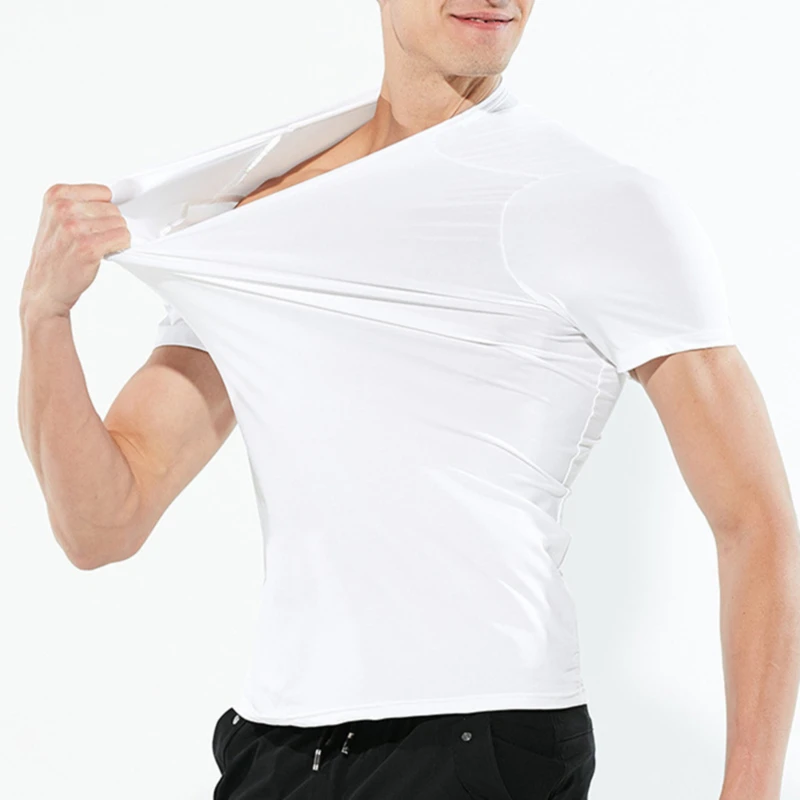 Naujas Vyrų Vasaros Marškinėliai Trumpas rankovėmis Kvėpuojantis Marškinėliai Greitai-džiovinimo Ledo Šilko marškinėliai Kieto Spalvų Laisvi O-kaklo Vyrams, Drabužiai Nuotrauka 0