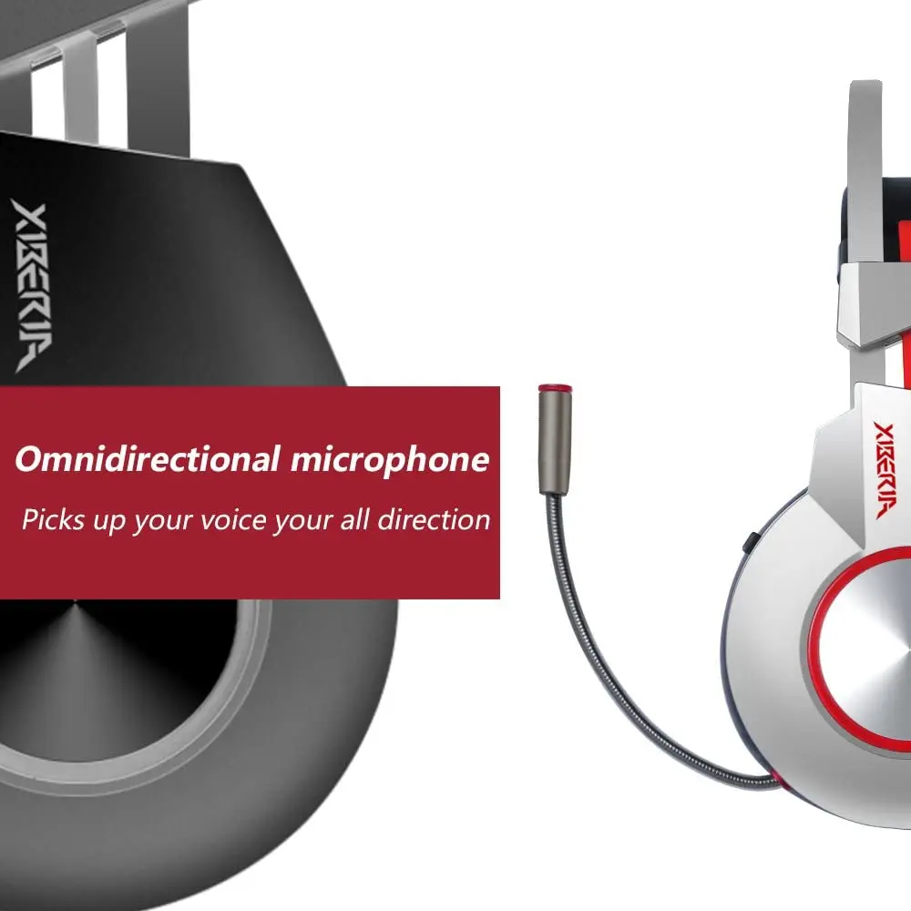 Over-Ear Ausines 3,5 MM Casque Žaidimų Ausinės su srround garso Triukšmo panaikinimo Mikrofonas Laidinio Ausinės, skirtos PC, PS4, Xbox Nuotrauka 5