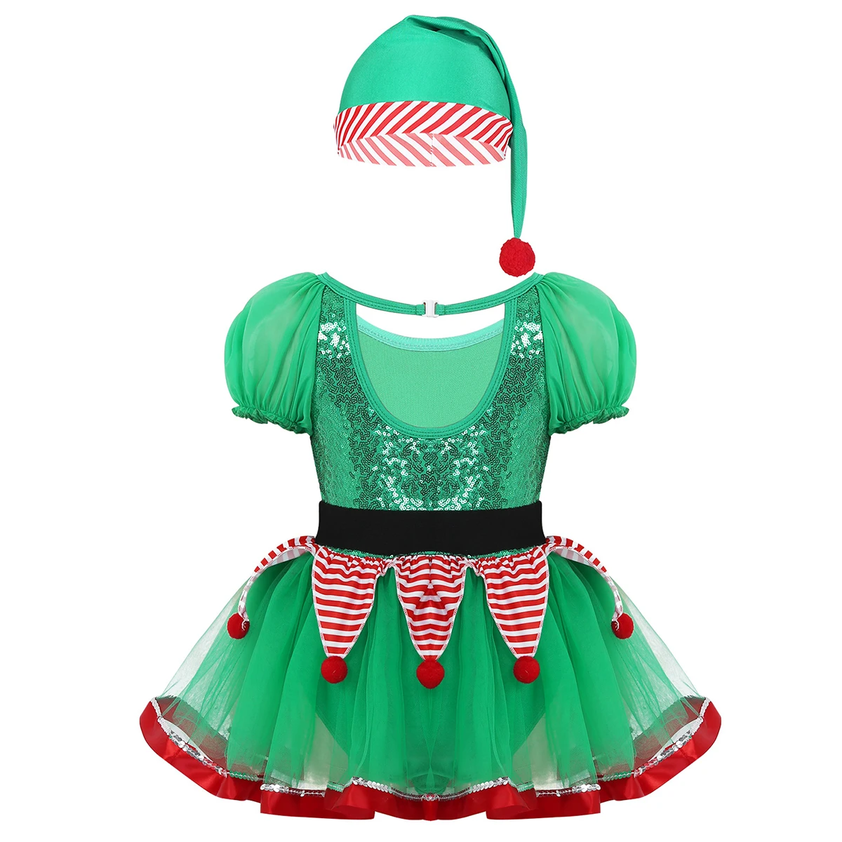 Vaikai Mergina Elf Kalėdos Suknelė Naujųjų Metų Festivalis Santa Sąlyga Kostiumai, Blizgučiai Kalėdų Dress Up Baleto Mdc Leotard Išgalvotas Šalis Suknelė Nuotrauka 3