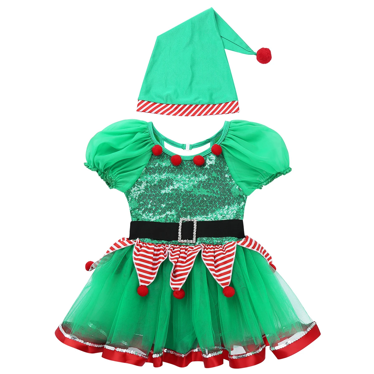 Vaikai Mergina Elf Kalėdos Suknelė Naujųjų Metų Festivalis Santa Sąlyga Kostiumai, Blizgučiai Kalėdų Dress Up Baleto Mdc Leotard Išgalvotas Šalis Suknelė Nuotrauka 4