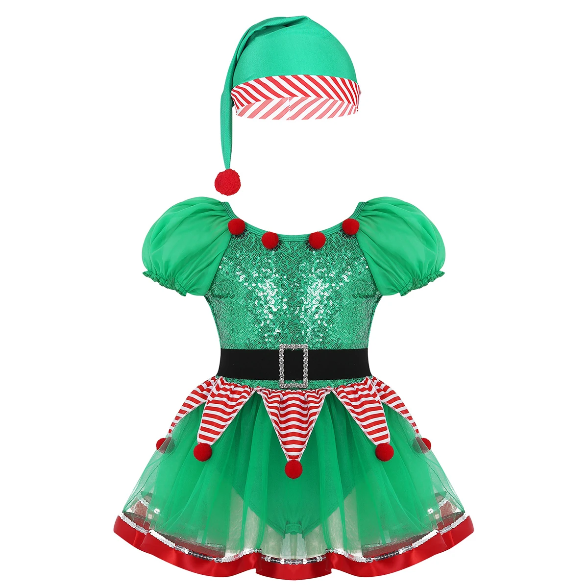 Vaikai Mergina Elf Kalėdos Suknelė Naujųjų Metų Festivalis Santa Sąlyga Kostiumai, Blizgučiai Kalėdų Dress Up Baleto Mdc Leotard Išgalvotas Šalis Suknelė Nuotrauka 5